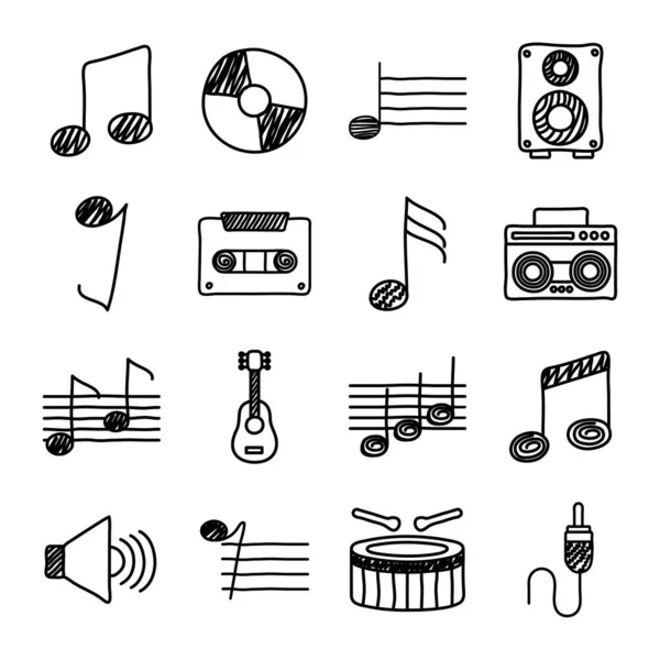 Bundle di icone set di musica — Vettoriale Stock