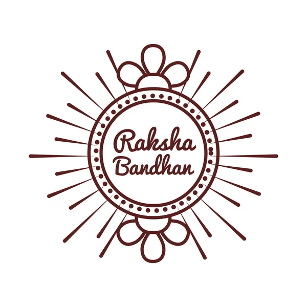 Happy raksha bandhan celebration with circular frame line style — Stock Vector