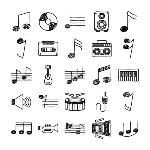 Bundel van muziek set iconen — Stockvector