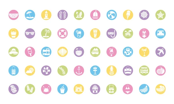 Bundel van zomervakanties set iconen — Stockvector