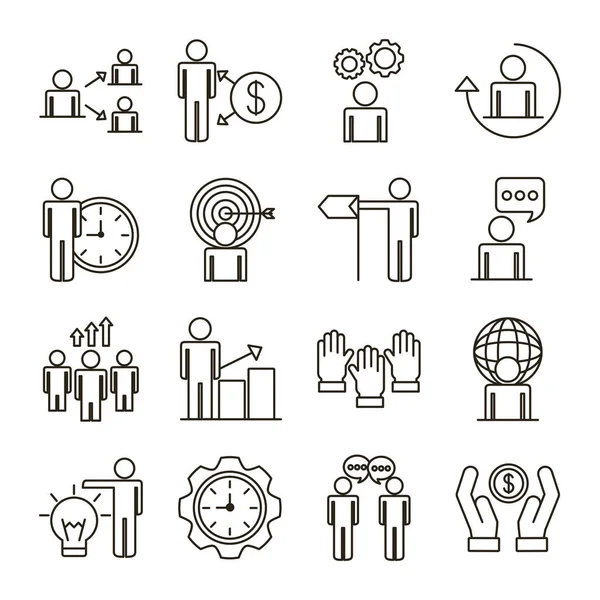 Bundle of business people avatars set icons — Stock Vector