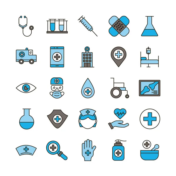 Paket av medicinska set ikoner — Stock vektor
