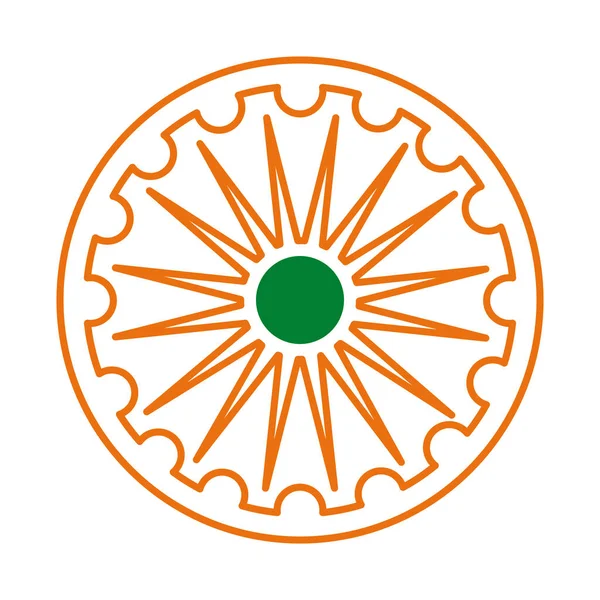 Ashoka shakra indyjski niepodległość dzień linia styl ikona — Wektor stockowy