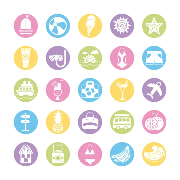 Bundle of summer vacations set icons — Stock Vector