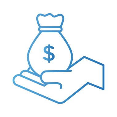 Online gradyan biçimi ile para dolar ödeme çantası ile el