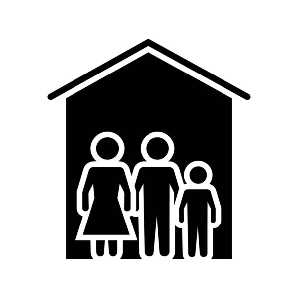 Familia estancia en casa silueta icono de estilo — Vector de stock