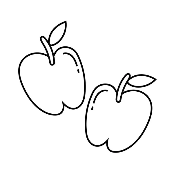Ícones de estilo linha de maçãs frescas — Vetor de Stock