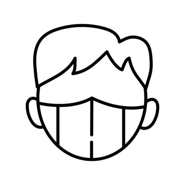 Homem wearign máscara médica acessório respiratório linha estilo ícone —  Vetores de Stock