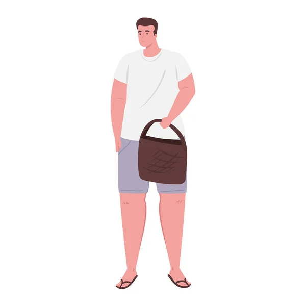 Homem vestindo roupas por temporada de férias de verão —  Vetores de Stock