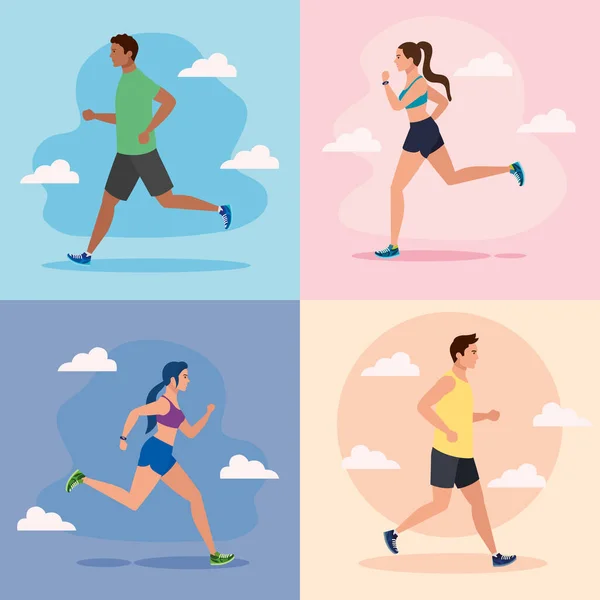 Scenki joggingu, biegania — Wektor stockowy