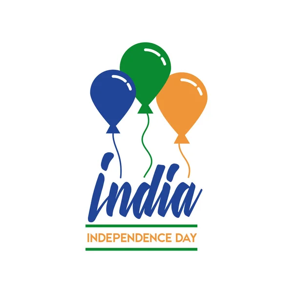 India γιορτή ημέρα ανεξαρτησίας με μπαλόνια ήλιο επίπεδη στυλ — Διανυσματικό Αρχείο