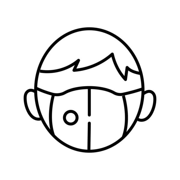 Hombre wearign médico máscara respiratoria accesorio línea estilo icono — Vector de stock
