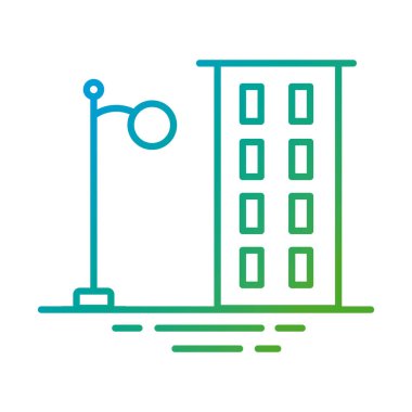 Lamba Şehri gradyan stili simgesiyle inşaat cephesi