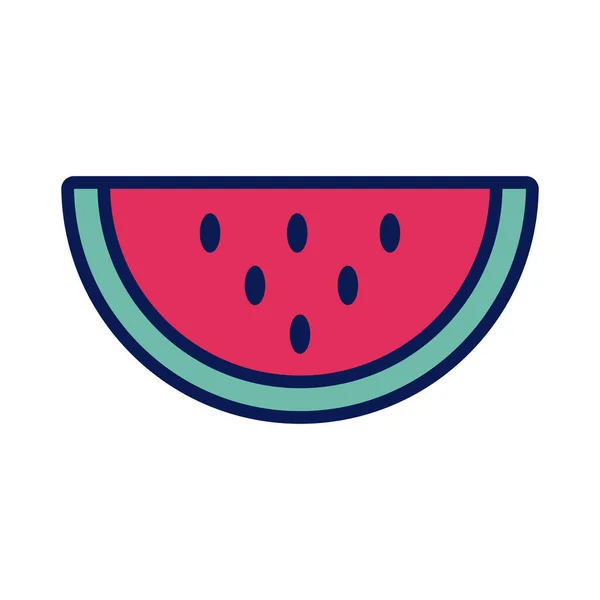 Melancia linha de frutas frescas e ícone de preenchimento — Vetor de Stock