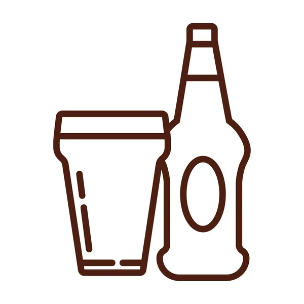 Bierglas und Bottle Drink International Day Line Stil — Stockvektor