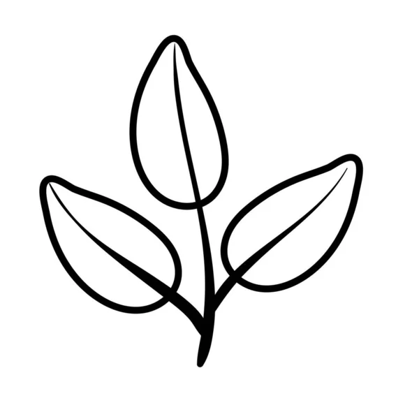 葉のラインスタイルのアイコンを持つ枝 — ストックベクタ