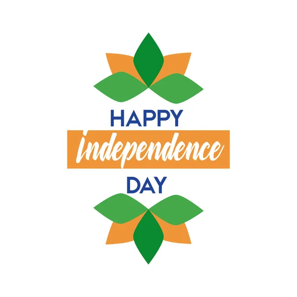 India onafhankelijkheid dag viering met lutus bloem platte stijl — Stockvector