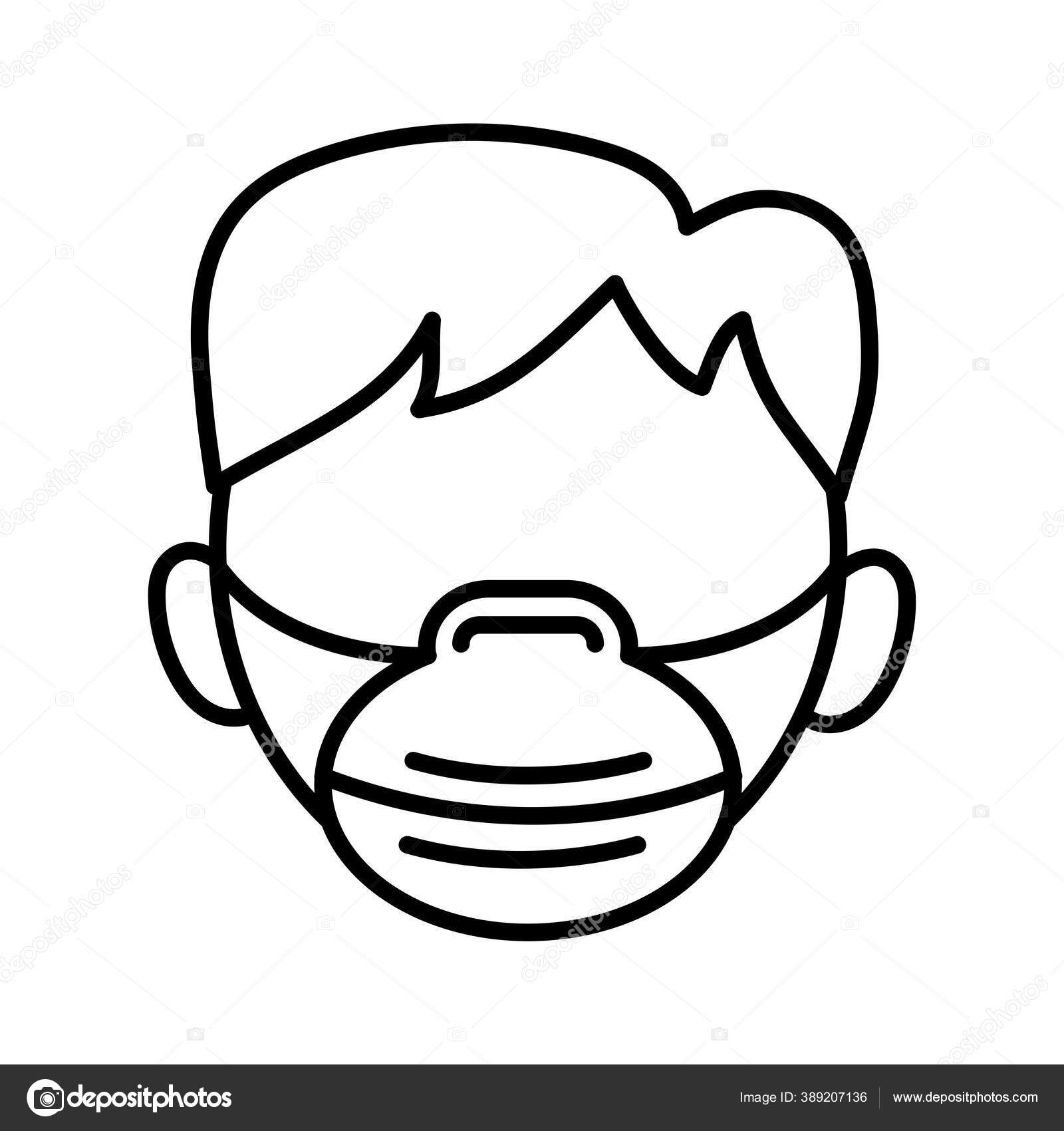 Man Wearign Medical Mask Respiratory Accessory Line Style Icon Vector Image By C Yupiramos Vector Stock 389207136