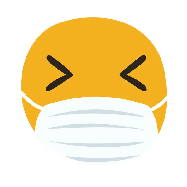 Emoji indossando maschera medica mano disegnare stile — Vettoriale Stock