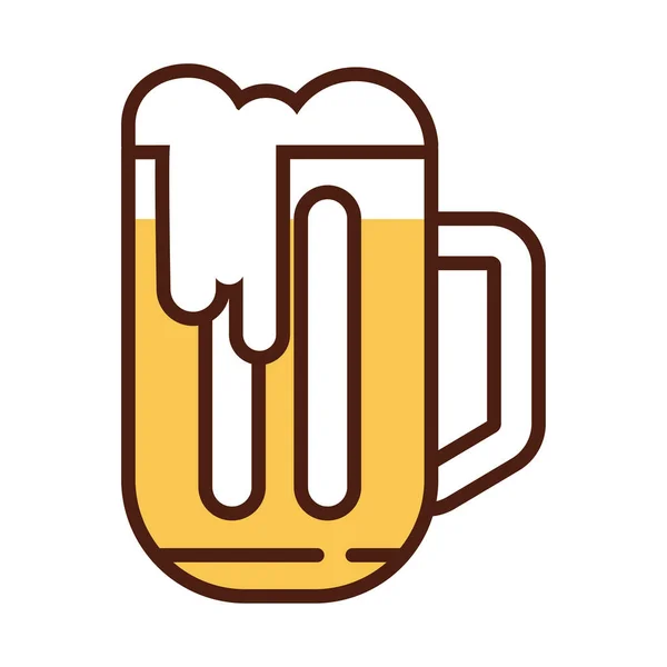 Cerveza jarra bebida internacional día línea y estilo de relleno — Vector de stock