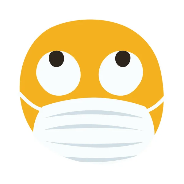 Emoji gondos viselése orvosi maszk kézzel rajzolni stílus — Stock Vector