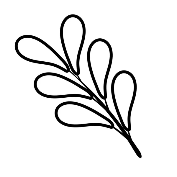 Гілка з значком стилю лінії листя — стоковий вектор