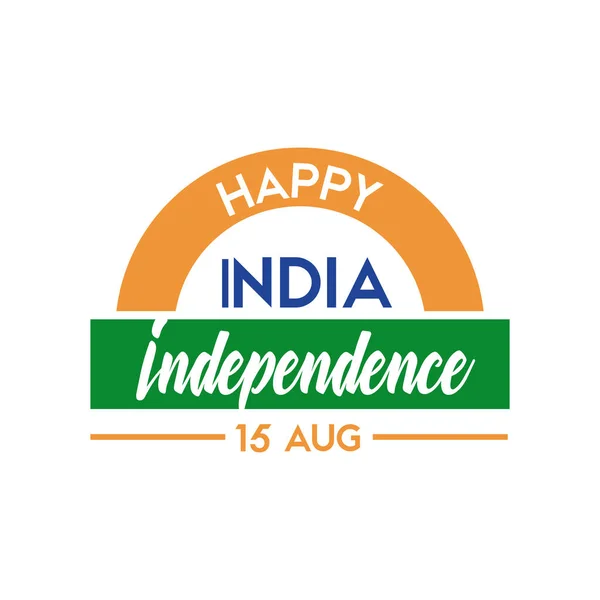 India γιορτή ημέρα ανεξαρτησίας με γράμματα επίπεδη στυλ — Διανυσματικό Αρχείο