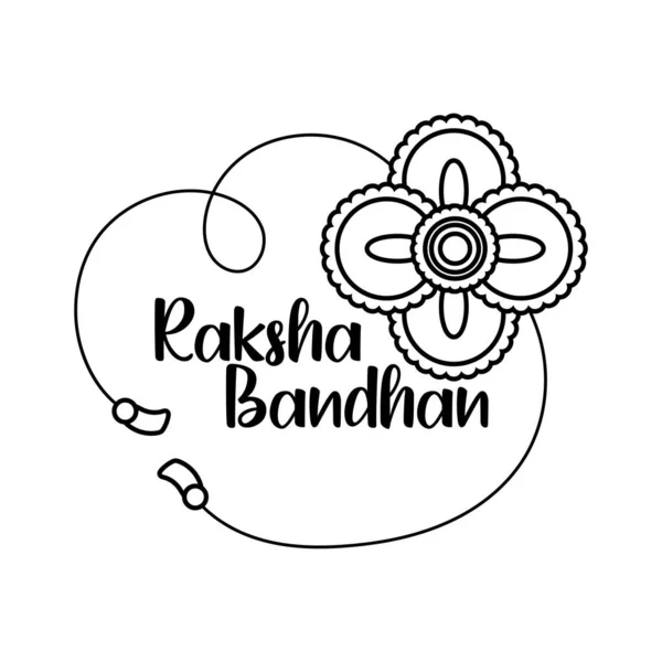 Feliz raksha bandhan flor pulsera accesorio línea estilo — Archivo Imágenes Vectoriales