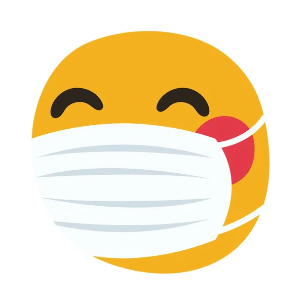Emoji memakai masker medis gaya menggambar tangan - Stok Vektor