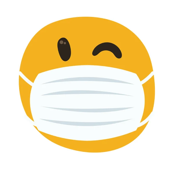 Emoji indossando maschera medica mano disegnare stile — Vettoriale Stock