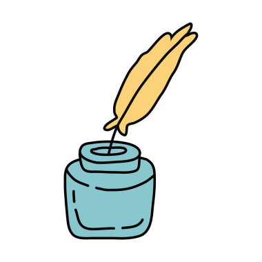 Tüy yazı tipi ve mürekkep şişesi tarzı