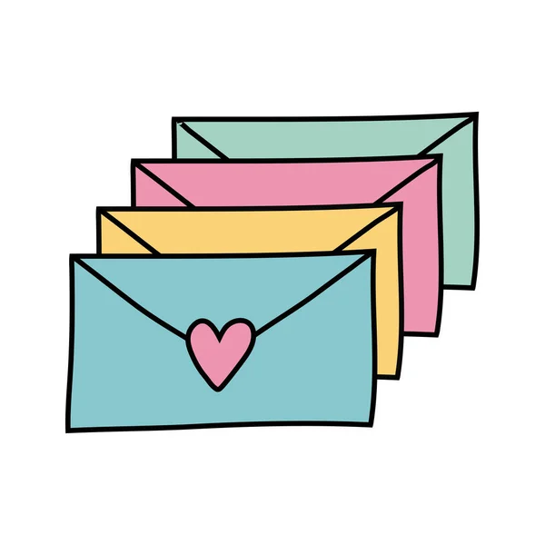 Love letters in envelopes free form style icon — Stock Vector