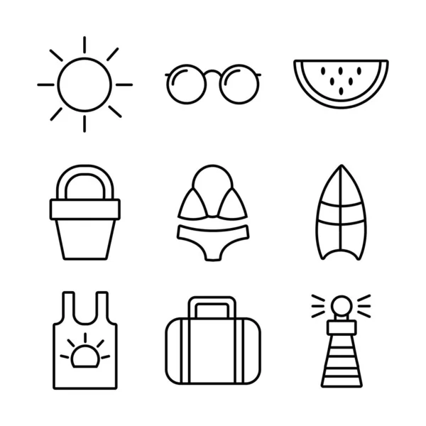 Bundel van zomervakanties set iconen — Stockvector
