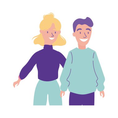 Çift pastel düz stil ile mutlu arkadaşlık günü kutlamaları.