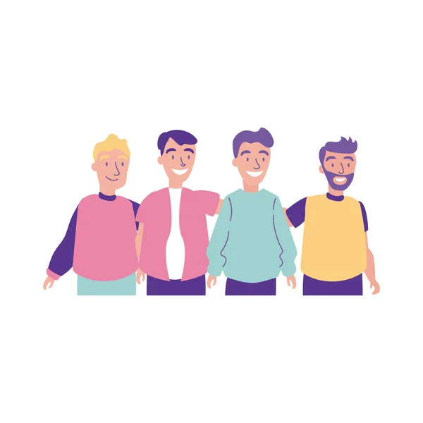 Glad vänskapsdag fest med män grupp pastell platt stil — Stock vektor