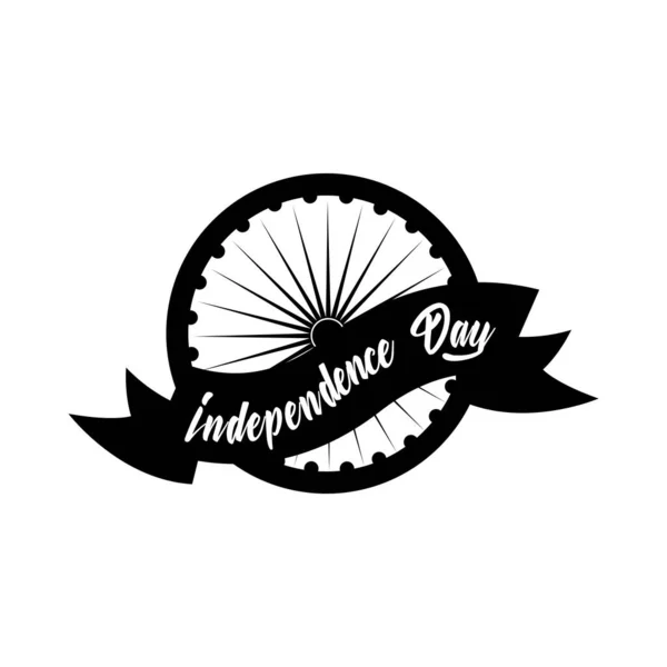 Feier zum indischen Unabhängigkeitstag mit Aschoka-Chakra mit Schleifensilhouette — Stockvektor