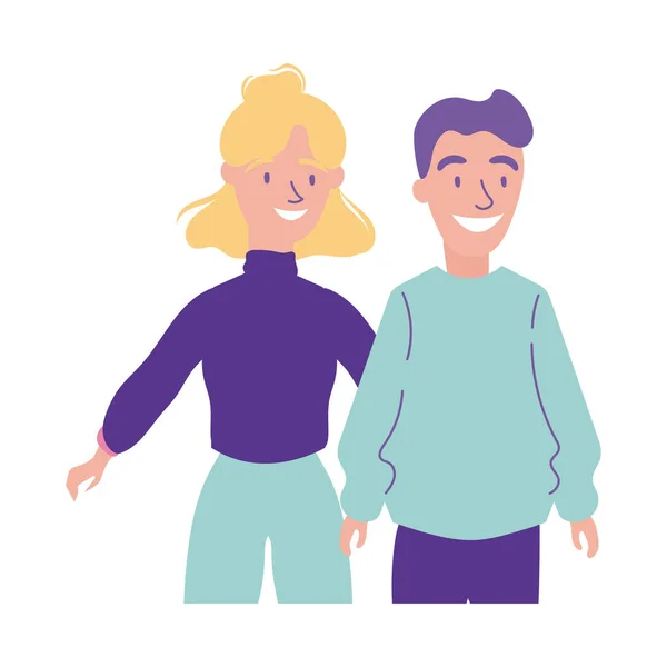 Fête du jour de l'amitié heureuse avec couple style plat pastel — Image vectorielle