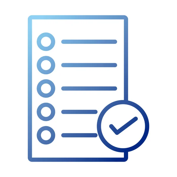 Papper dokument med checklista lutning stil ikon — Stock vektor