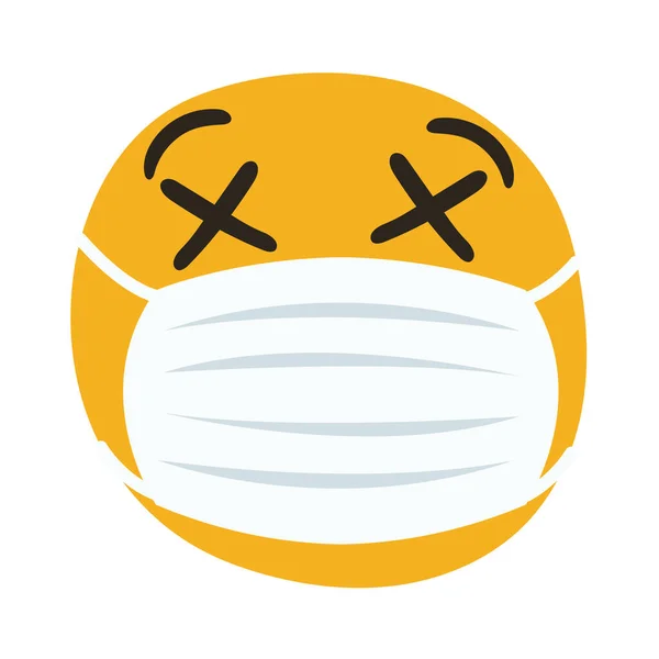 Emoji het dragen van medische masker hand tekenen stijl — Stockvector