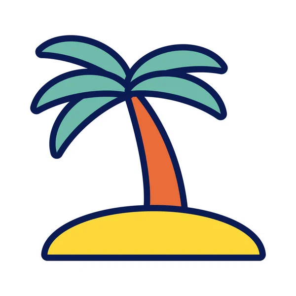 Árbol palmeras línea de verano y relleno icono de estilo — Vector de stock