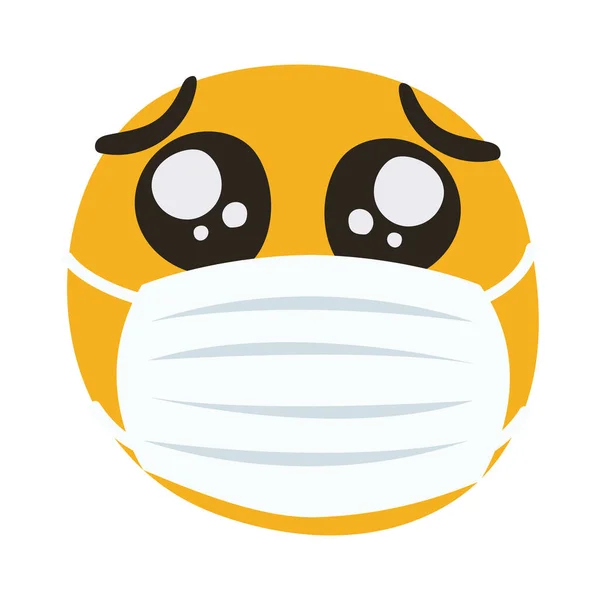 Emoji indossando maschera medica mano disegnare stile — Vettoriale Stock