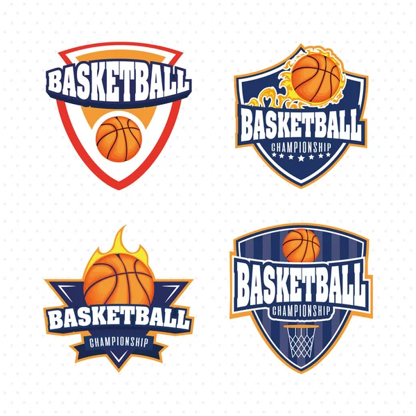 Basketbalové sportovní set emblémy — Stockový vektor