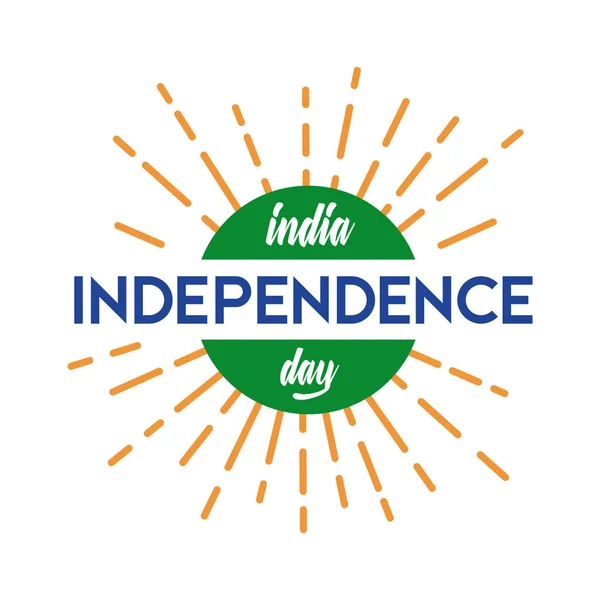 Święto india dzień niezależności z sunburst płaski styl — Wektor stockowy