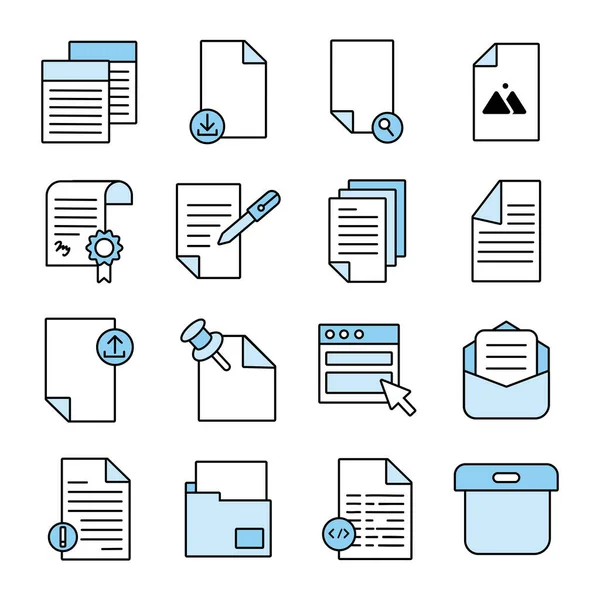 Пакет документов файлы офисные иконки — стоковый вектор