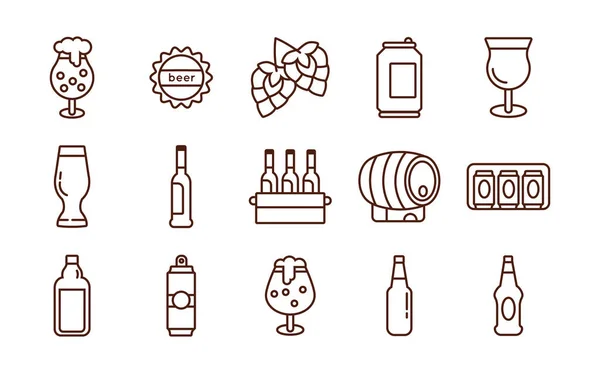 Paquete de iconos del día internacional de la cerveza — Vector de stock