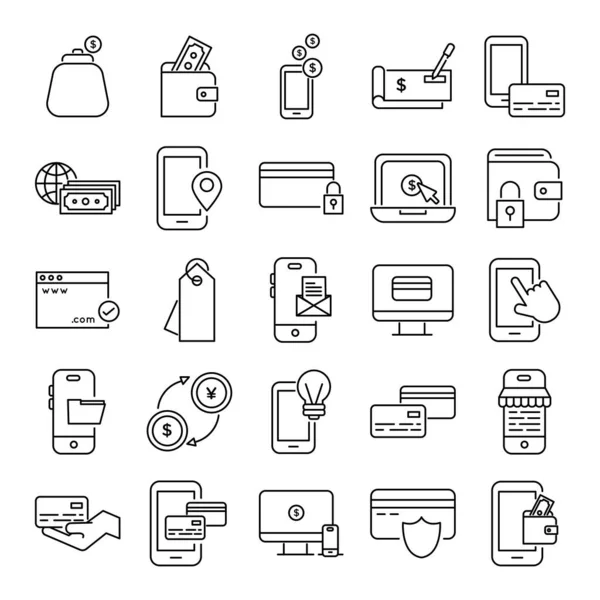 Bundel van Betaling online set pictogrammen — Stockvector