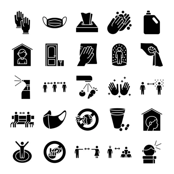 Bundle of social distance and covid19 set icons — Stock Vector