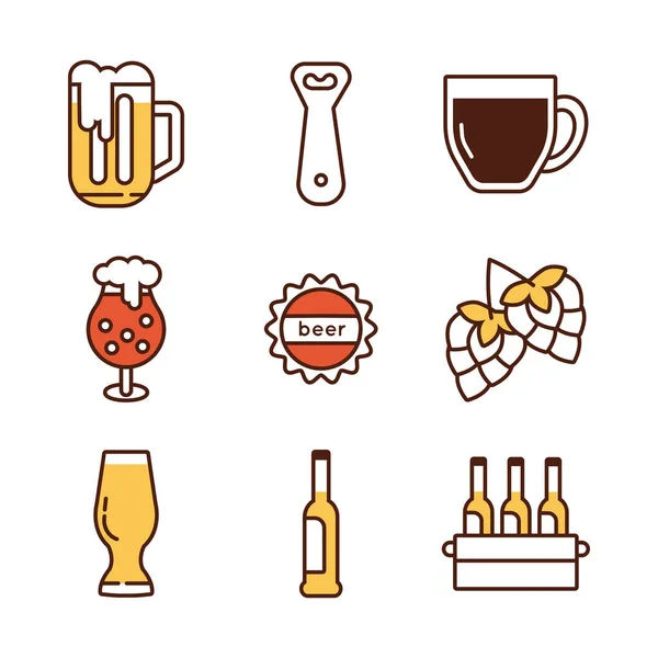 Bundel van bier internationale dag iconen — Stockvector