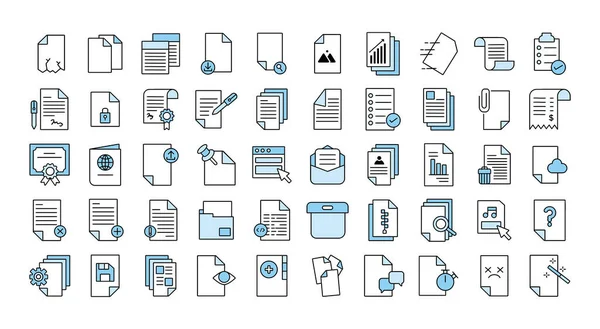 Paket av dokument filer kontor ikoner — Stock vektor