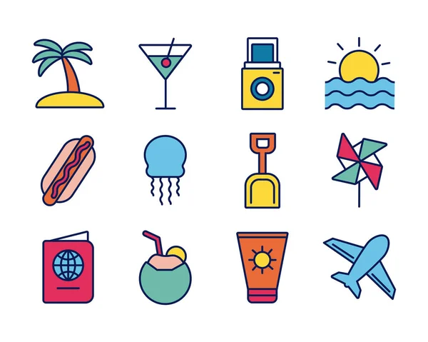Zestaw ikon wakacyjnych wakacji letnich — Wektor stockowy